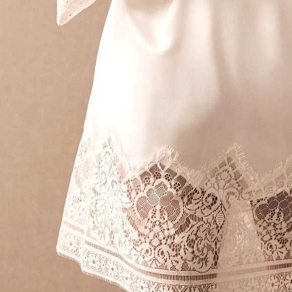 Anthropologie New NWT Sz Sm Genevieve Kimono Robe White Silk Lace Wedding Bride - Picture 6 of 7